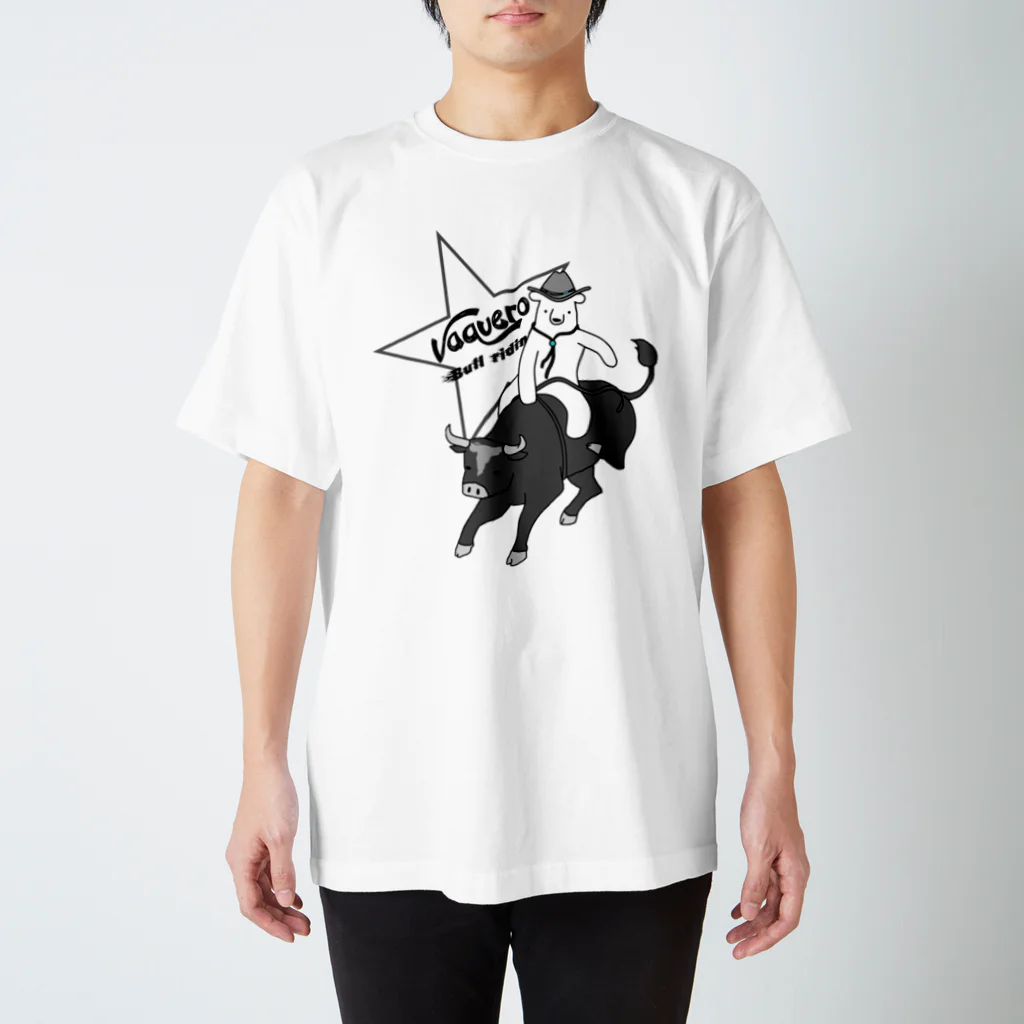 シロクマ商店のロデオクマ-モノクロ Regular Fit T-Shirt