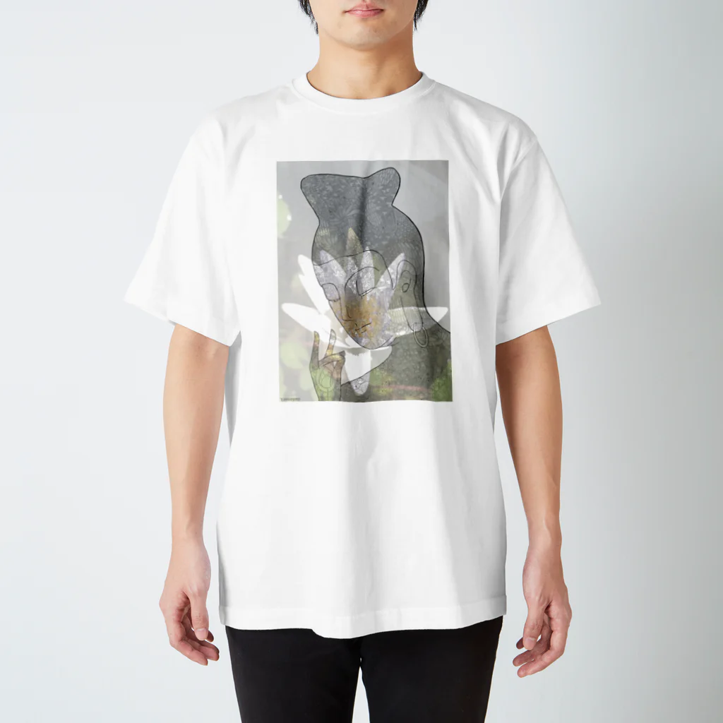 フジリンゴ族のお店の弥勒菩薩と蓮の花 スタンダードTシャツ