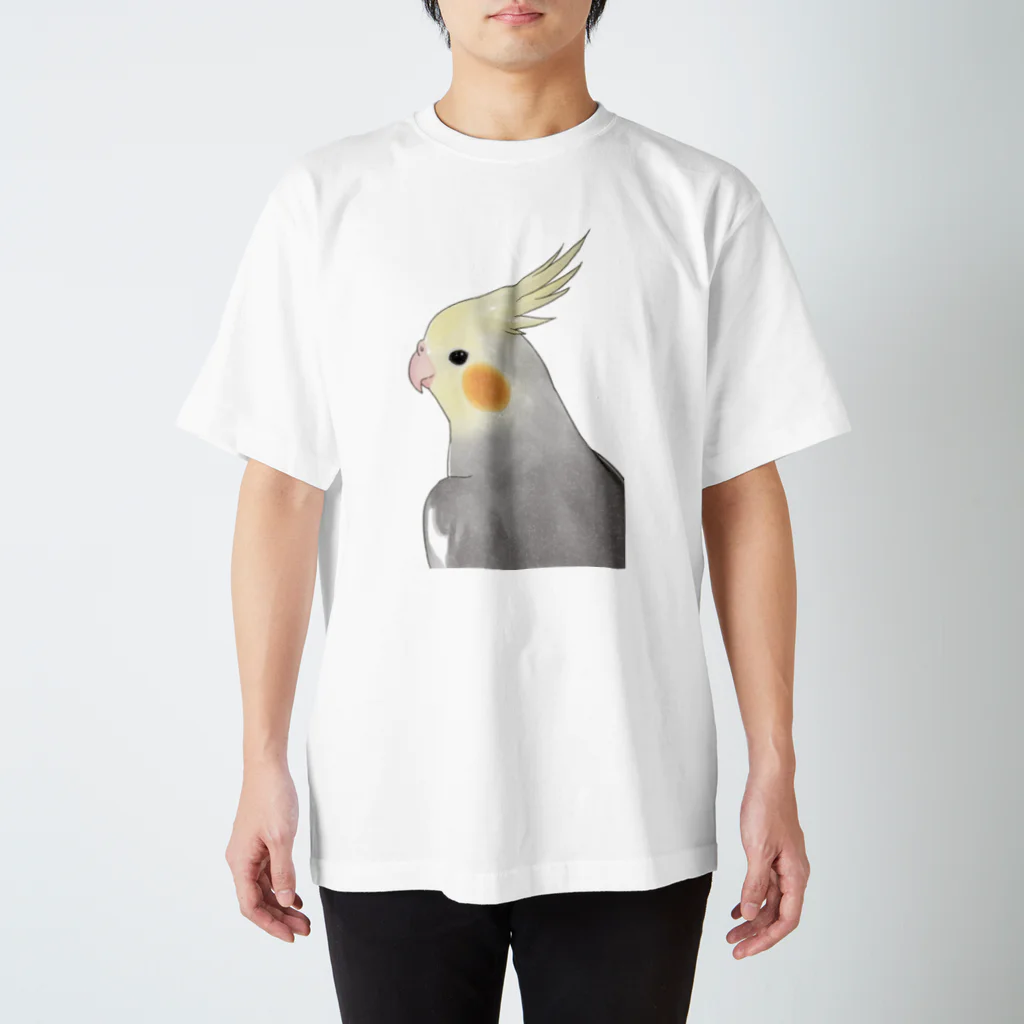 まめるりはことりの見つめるオカメインコちゃん【まめるりはことり】 スタンダードTシャツ