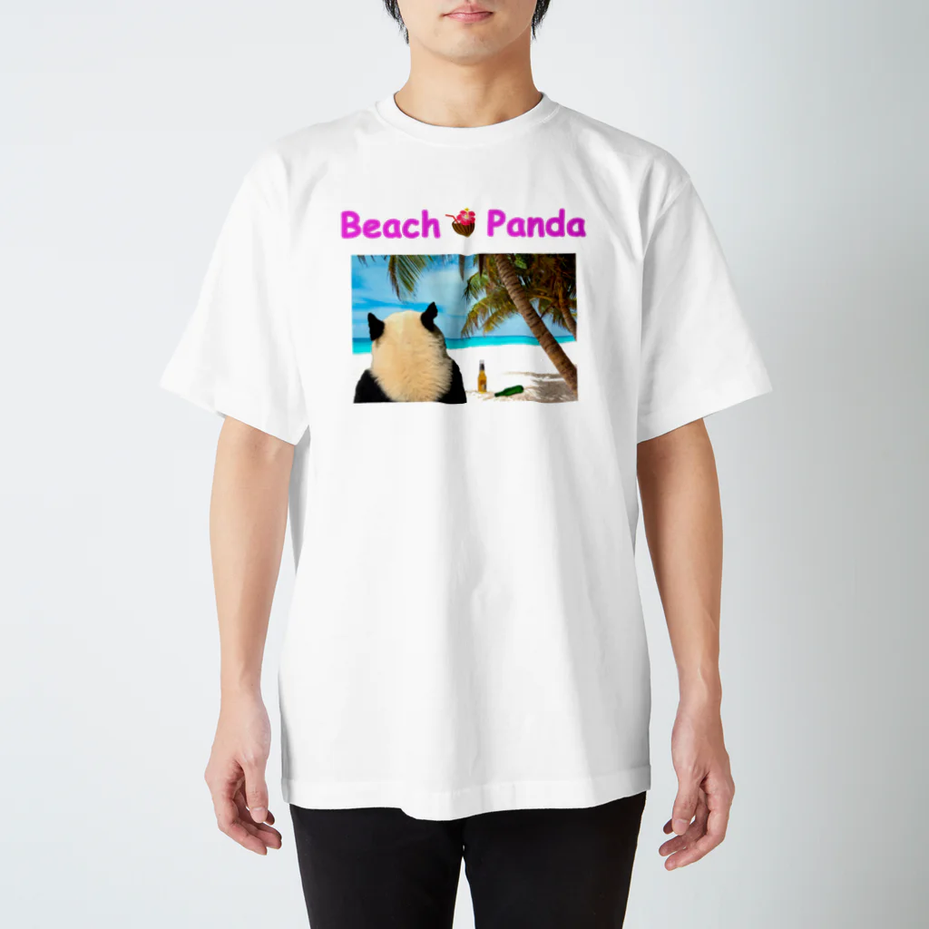 面白かわいいＴシャツ屋さん Ｎｉｃｏｌｏ　suzuri店のビーチパンダ スタンダードTシャツ