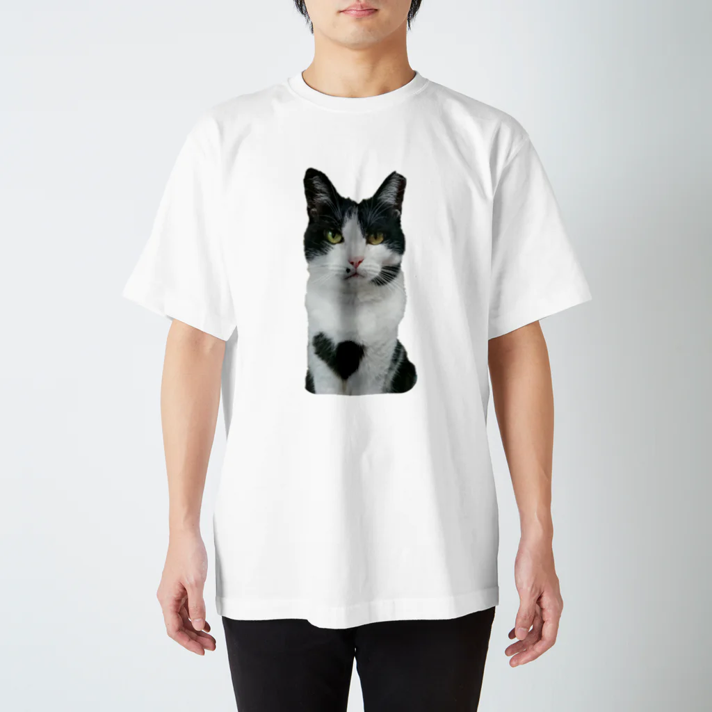 胸毛ハート猫の正面からの胸毛ハートなさしみ スタンダードTシャツ