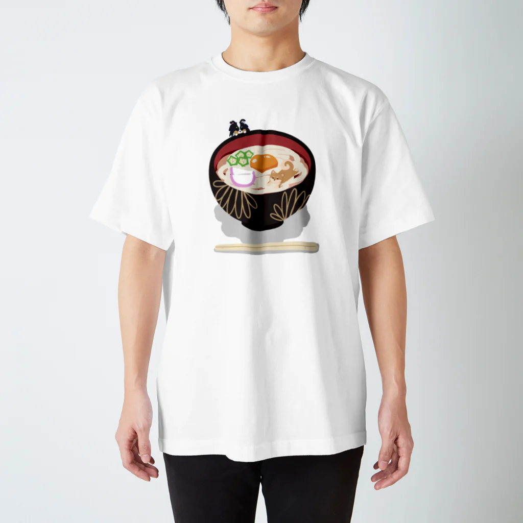 Kotetsu diary(SUZURI店)のシェルティ&柴犬×うどん スタンダードTシャツ