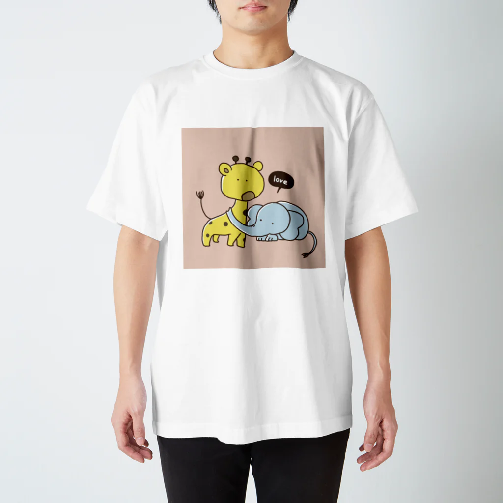 ももひらのBabymals きりん×ぞう スタンダードTシャツ