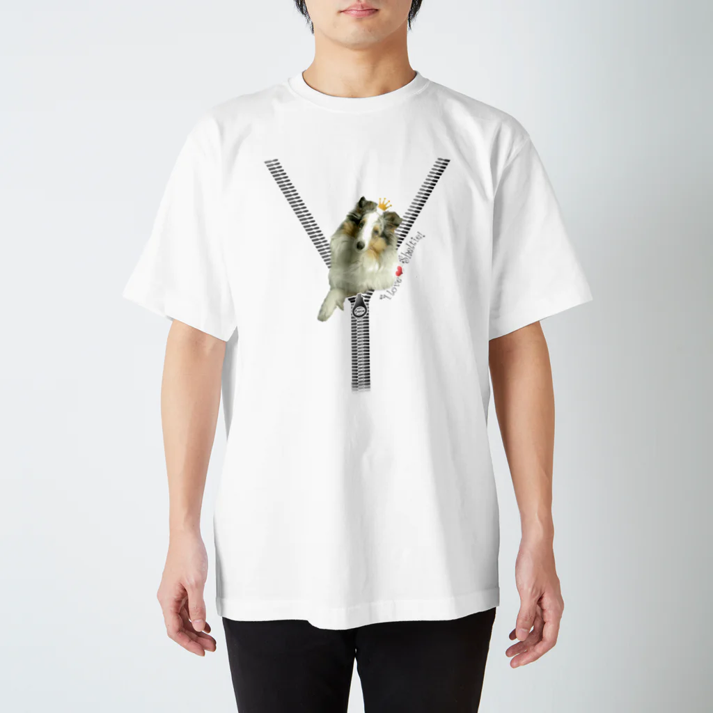 Airy Blueのジップデザイン　Peace＋クラウン Regular Fit T-Shirt