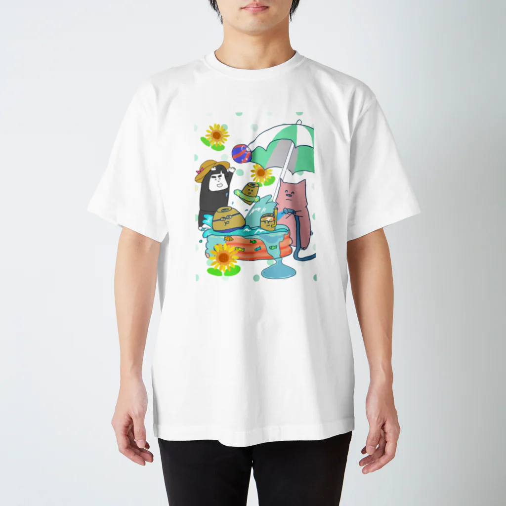 ぱくぱくショップのもんちの水遊び スタンダードTシャツ