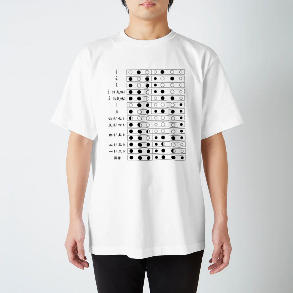 k∀zzy_horie⚙️和太鼓/篠笛の篠笛運指Tシャツ スタンダードTシャツ