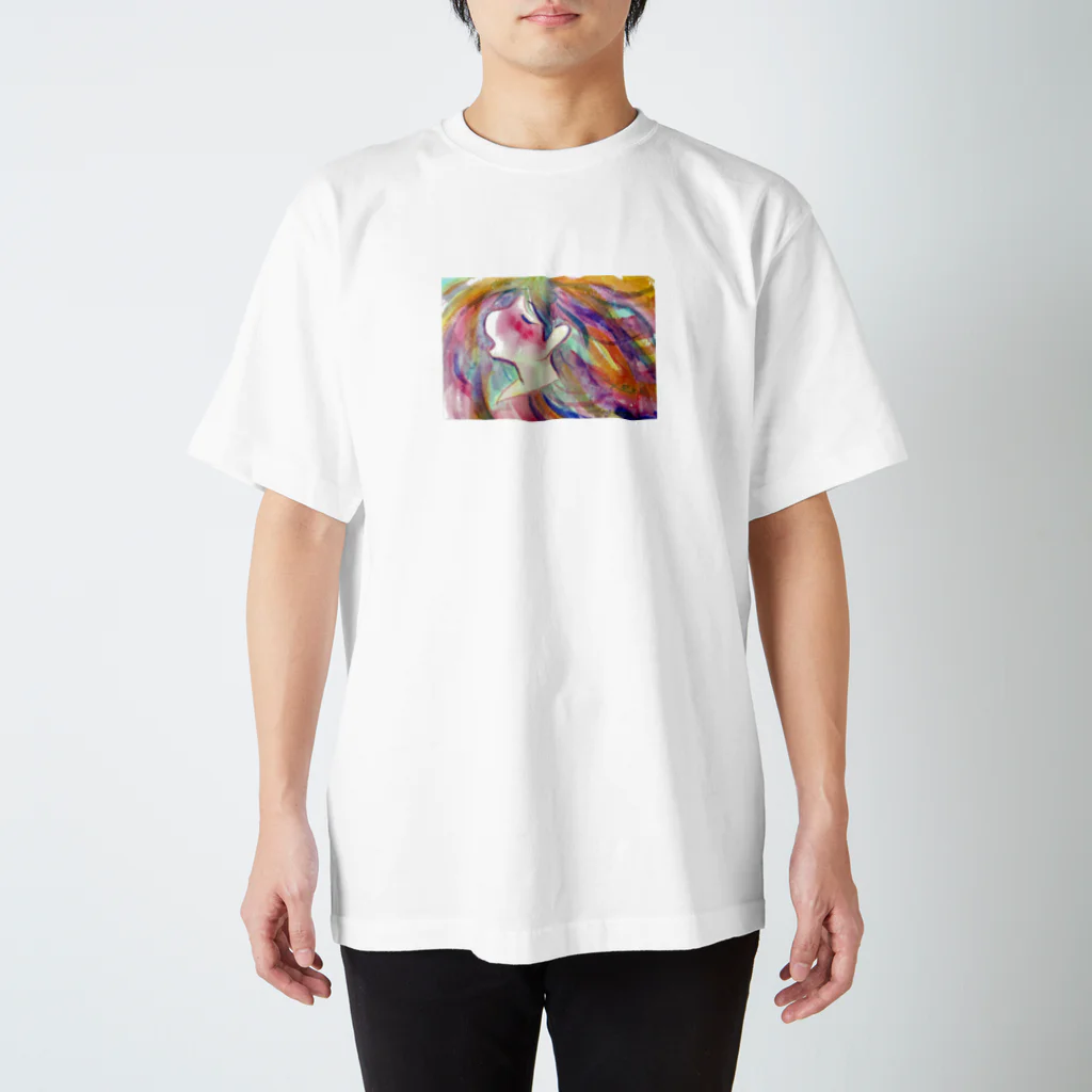 ミライク・カラの横顔の少女　ピンク Regular Fit T-Shirt