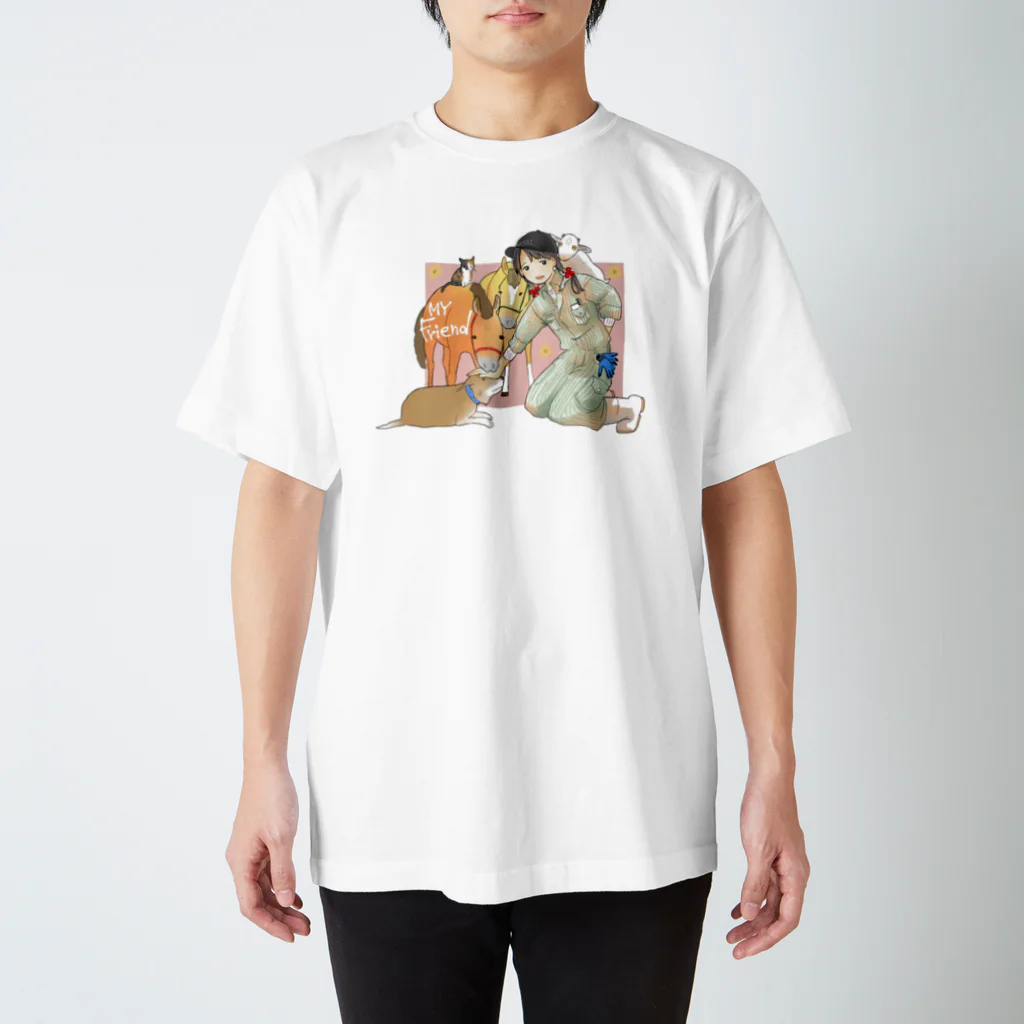 poniponiの集まれ！ヤギ馬犬猫 スタンダードTシャツ