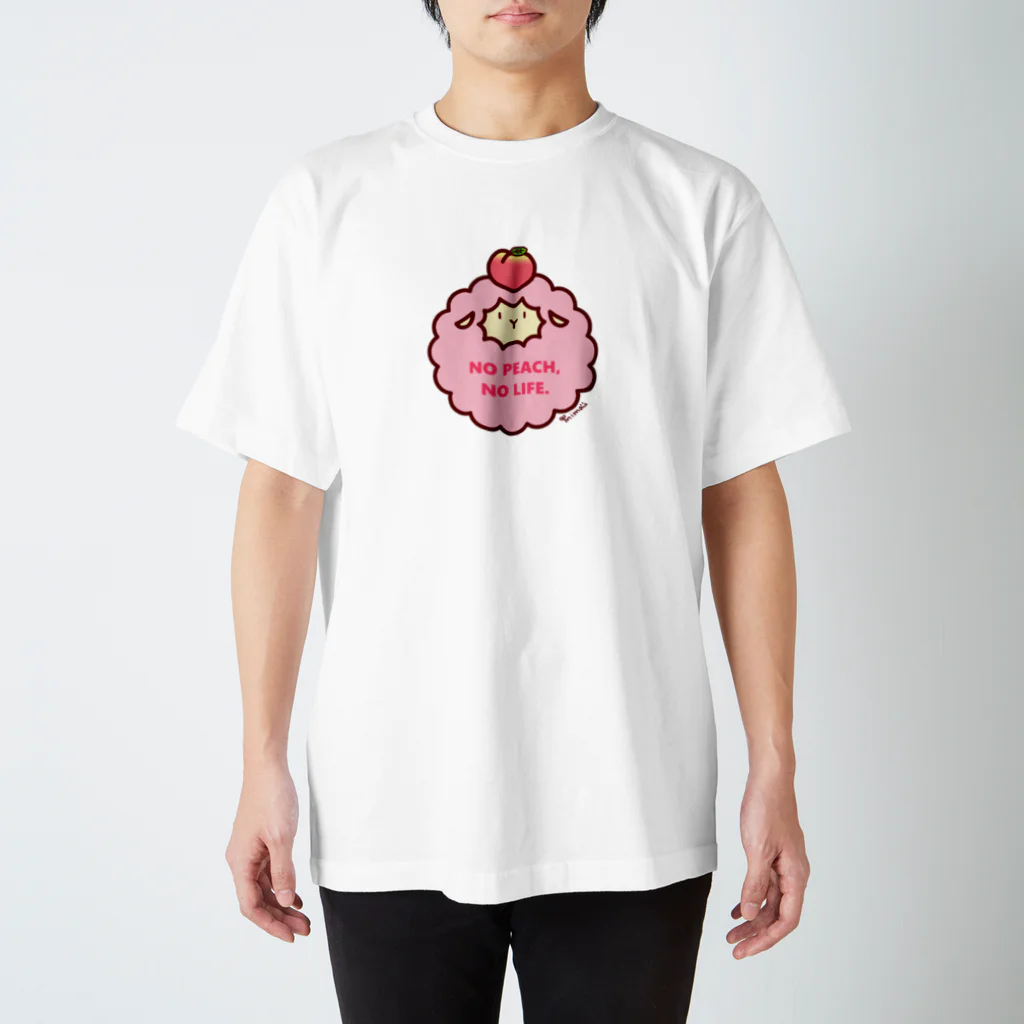 Nari's Farm(ナリズファーム)ひつじと桃のNO PEACH,NO LIFE.☆ Regular Fit T-Shirt