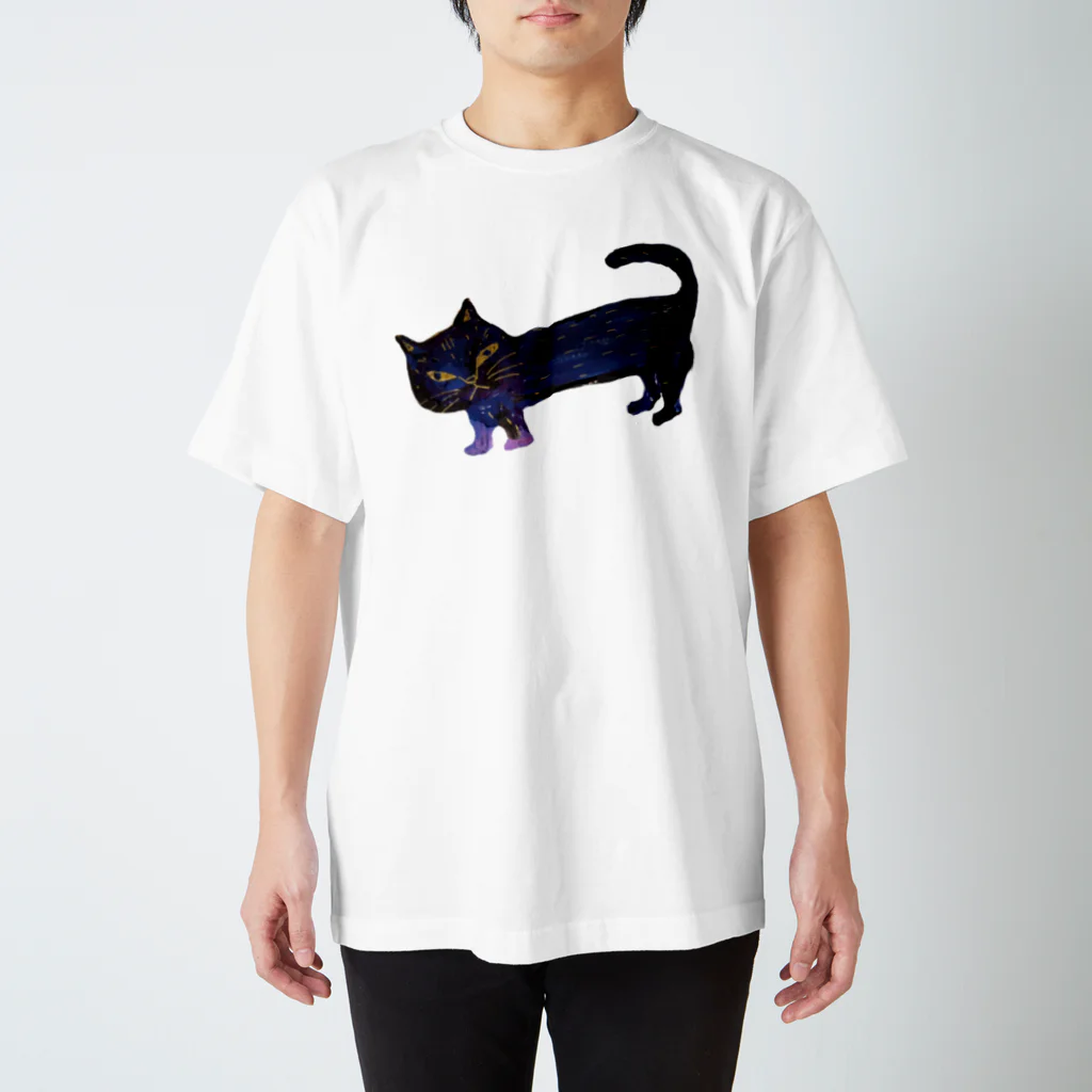 千里猫人形店の群青色の猫 スタンダードTシャツ