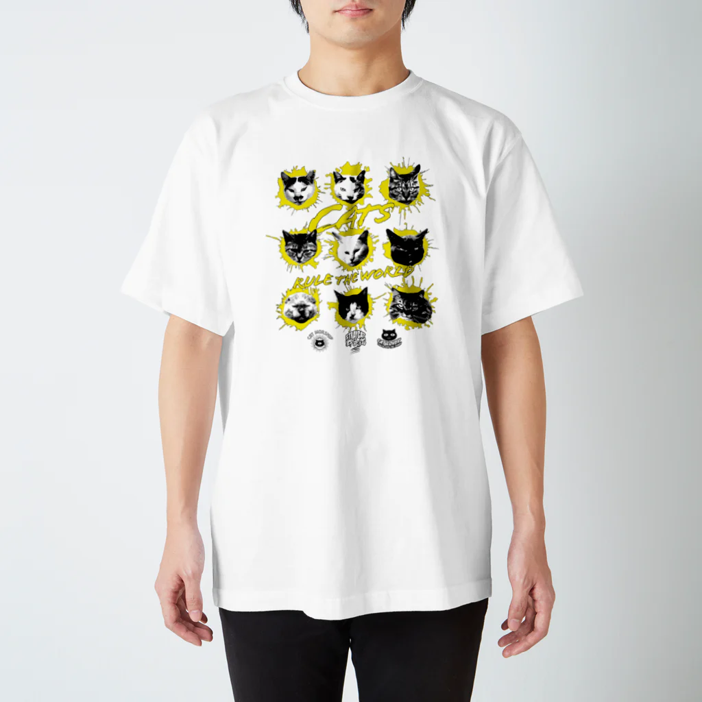 LONESOME TYPE ススの猫が世界を支配する9FACES（黄） スタンダードTシャツ