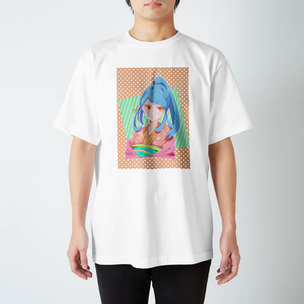 小鴨 藍凛の花菖蒲の大正ポニテ スタンダードTシャツ