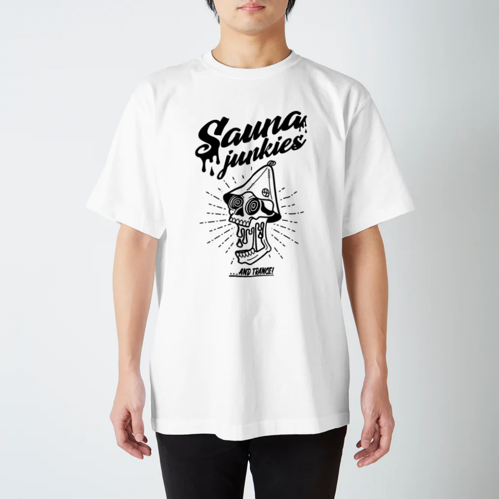 SAUNA JUNKIES | サウナジャンキーズのメルティー・スカル（黒プリント） 티셔츠