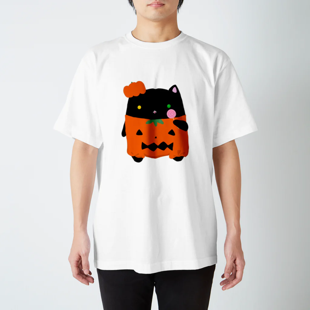 くろねこClochetteのかぼちゃくろねこ スタンダードTシャツ