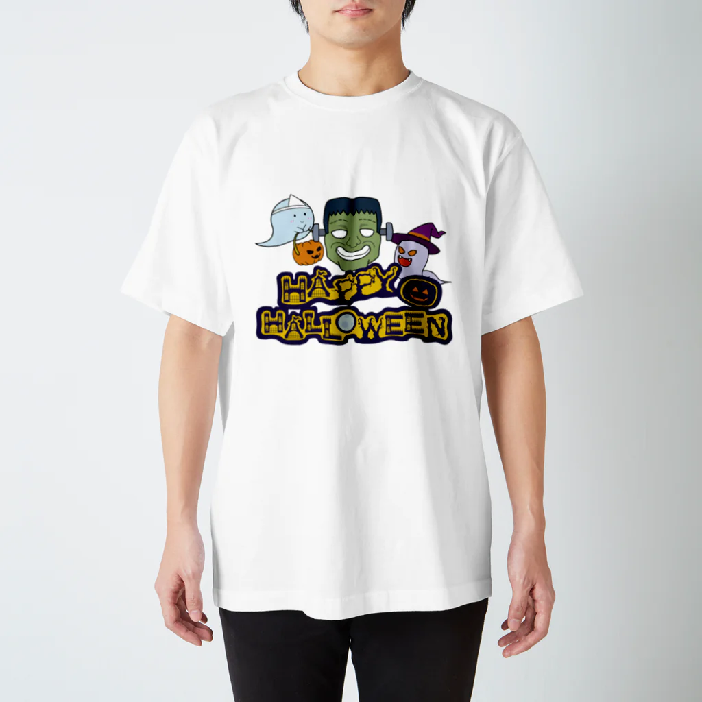 雪丸工房のフランケンシュタインとゴーストの『ハッピーハロウィン！！』 Regular Fit T-Shirt