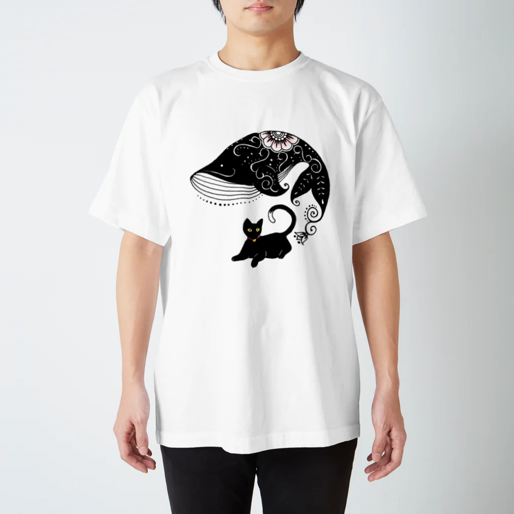 柚子のくじらと黒猫 Regular Fit T-Shirt