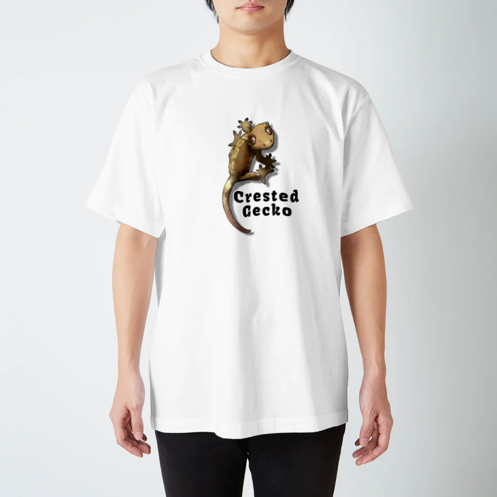 ha.chi@ハチ☺︎爬虫類のクレステッドゲッコー叢雲君 スタンダードTシャツ