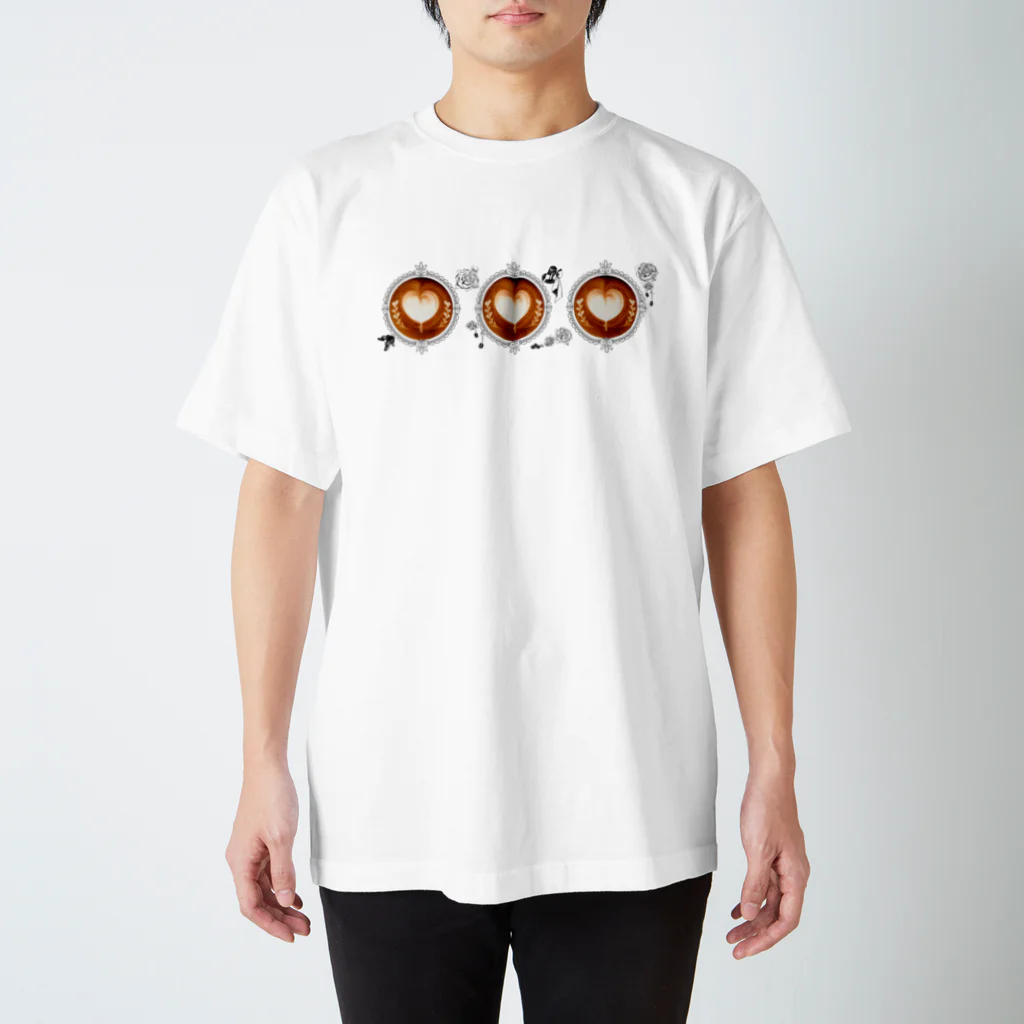 Prism coffee beanの【Lady's sweet coffee】ラテアート メッセージハート / With accessories ～2杯目～ Regular Fit T-Shirt
