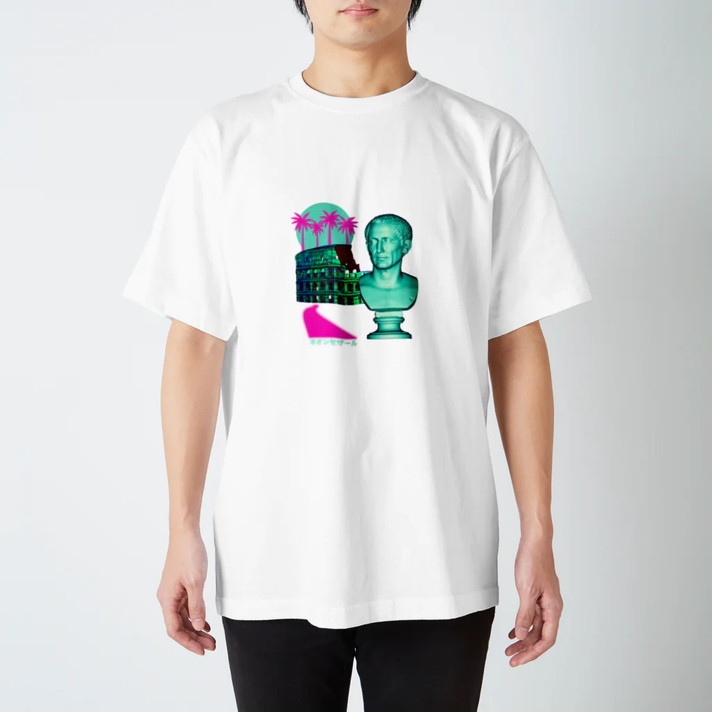 Vibin Designsのシーザーネオンローマコロシアムステッカー  おもしろ   写真  スタンダードTシャツ