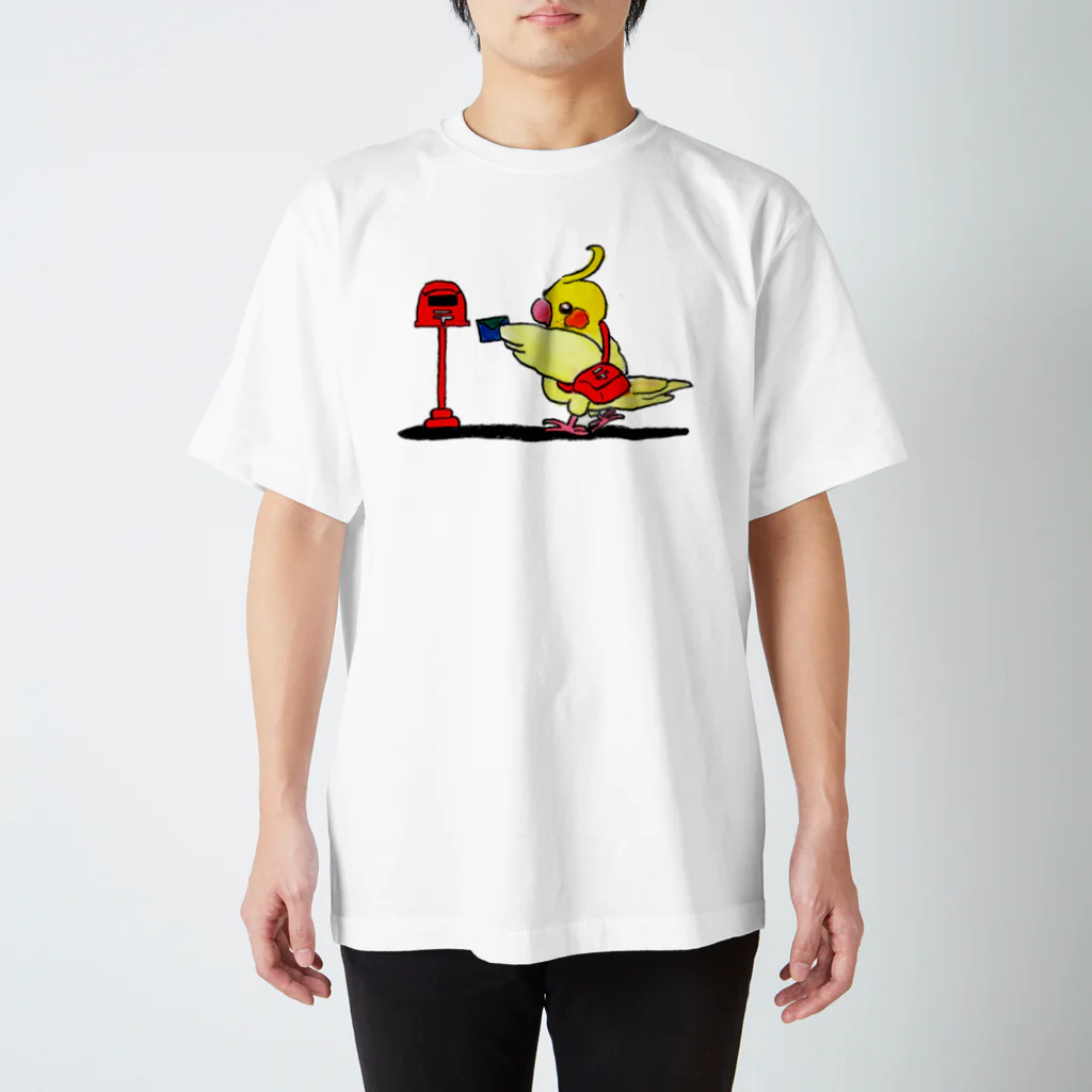 結cafe のオカメインコの郵便配達 スタンダードTシャツ