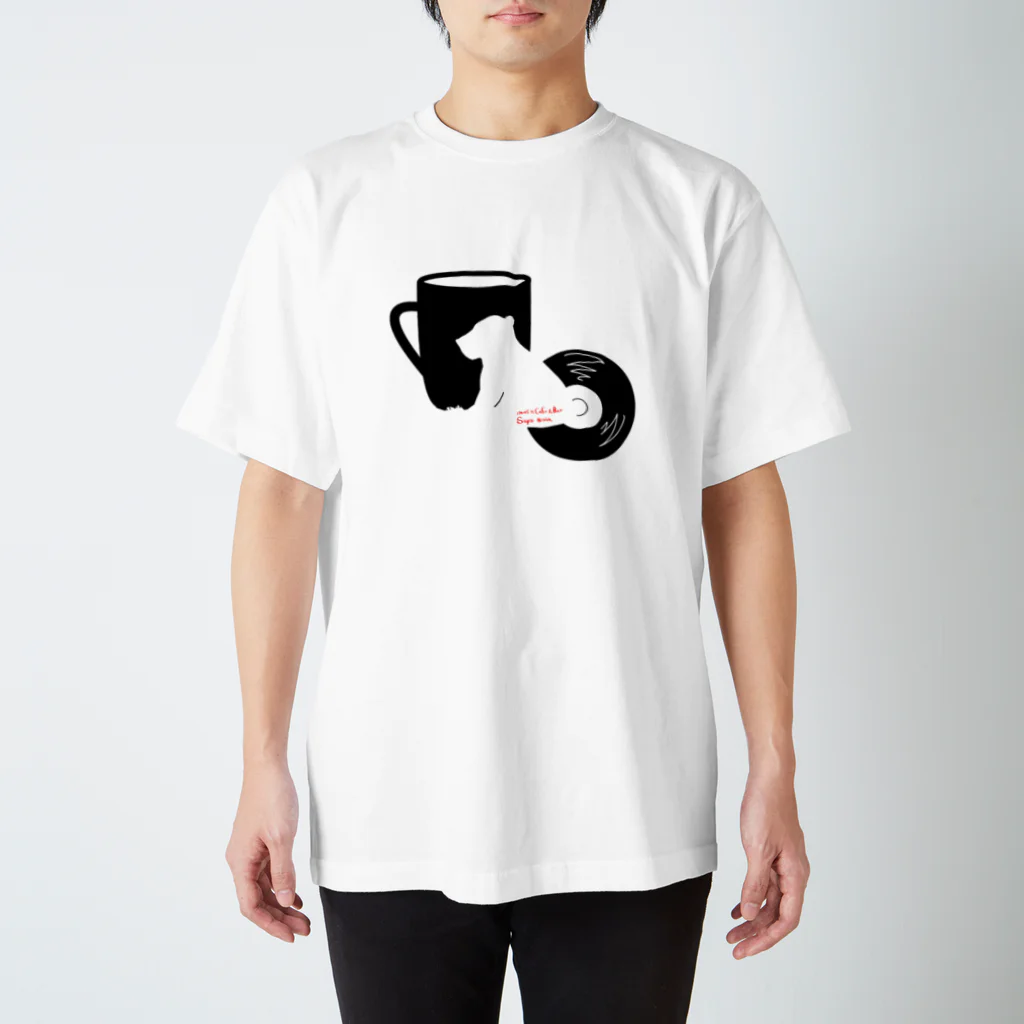 音楽喫茶そぽしなのカップ＆シロクマ＆レコード(モノクロ） Regular Fit T-Shirt