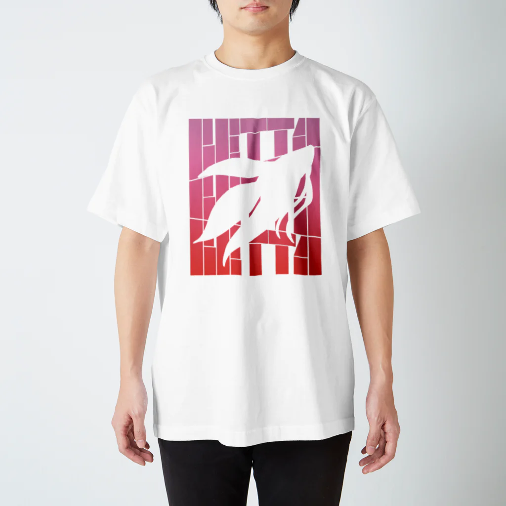 つみれ屋のシルエットベタ（赤） スタンダードTシャツ