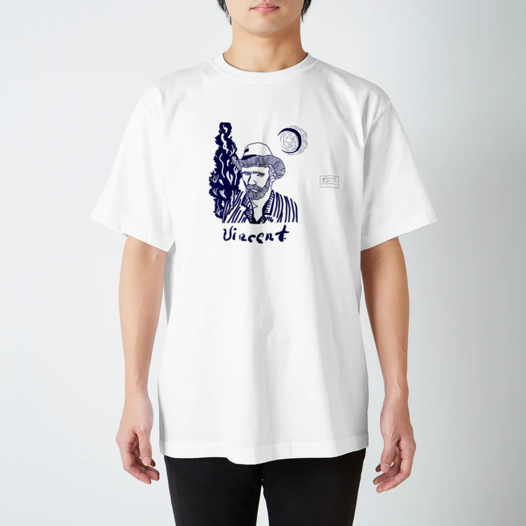 デザインサガズのゴッホ　自画像　杉の木　月 Regular Fit T-Shirt