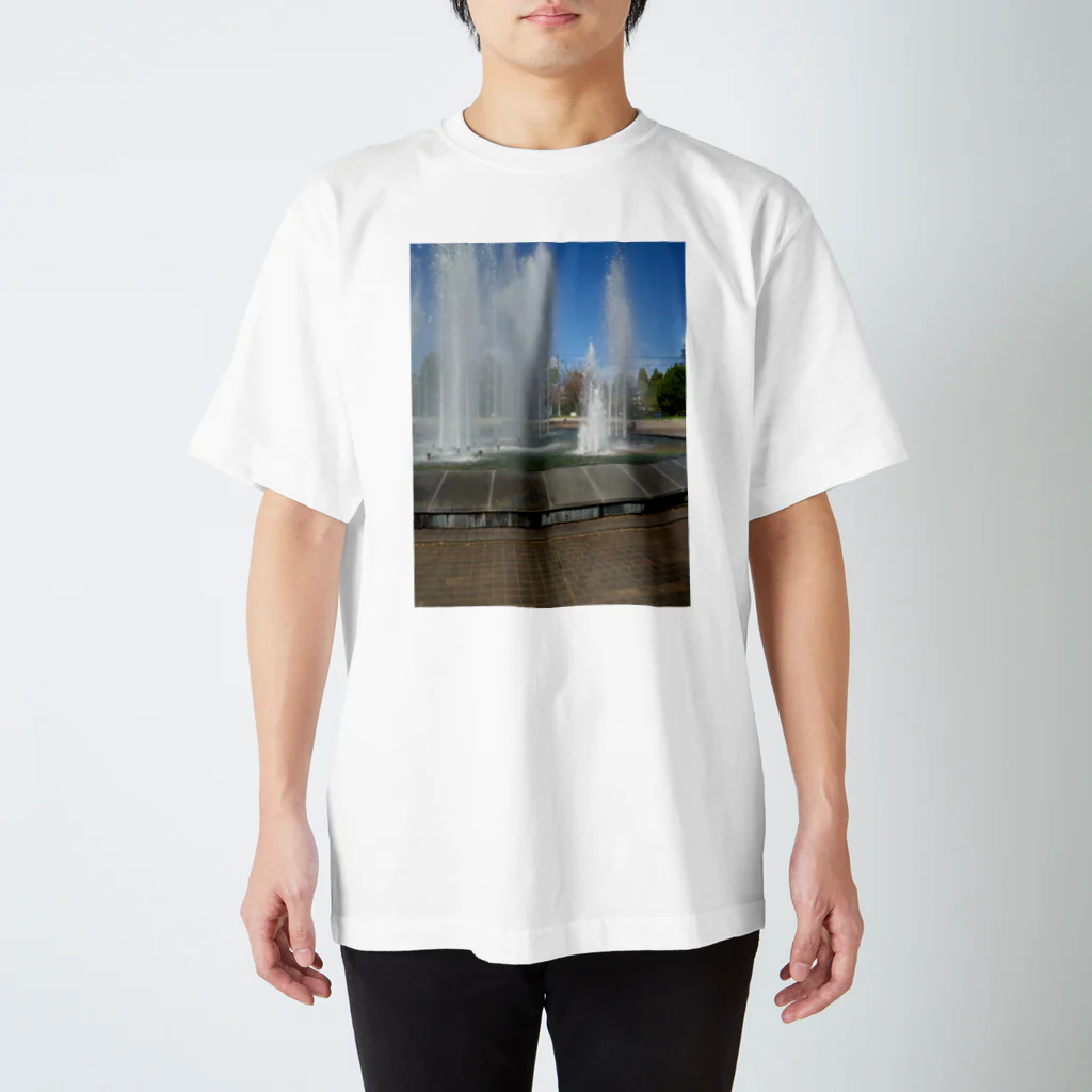風景写真展の噴水と虹 Regular Fit T-Shirt