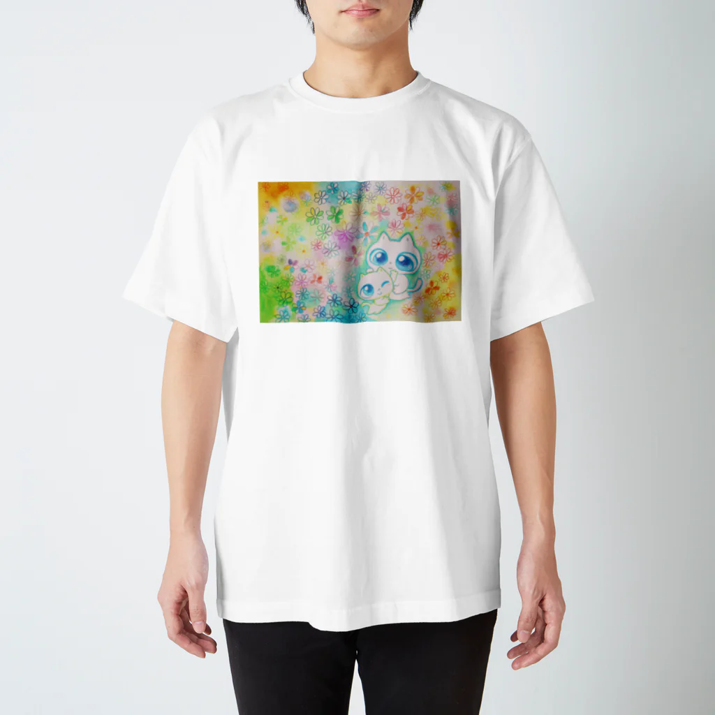 おやこのクロッキーのしろねこおやこ スタンダードTシャツ