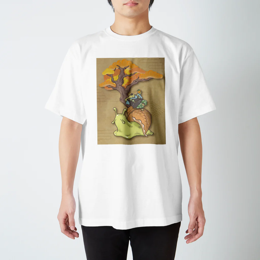 狂言デザイングッズ 《KOGOMI》のかたつむり×柿山伏（背景あり） スタンダードTシャツ