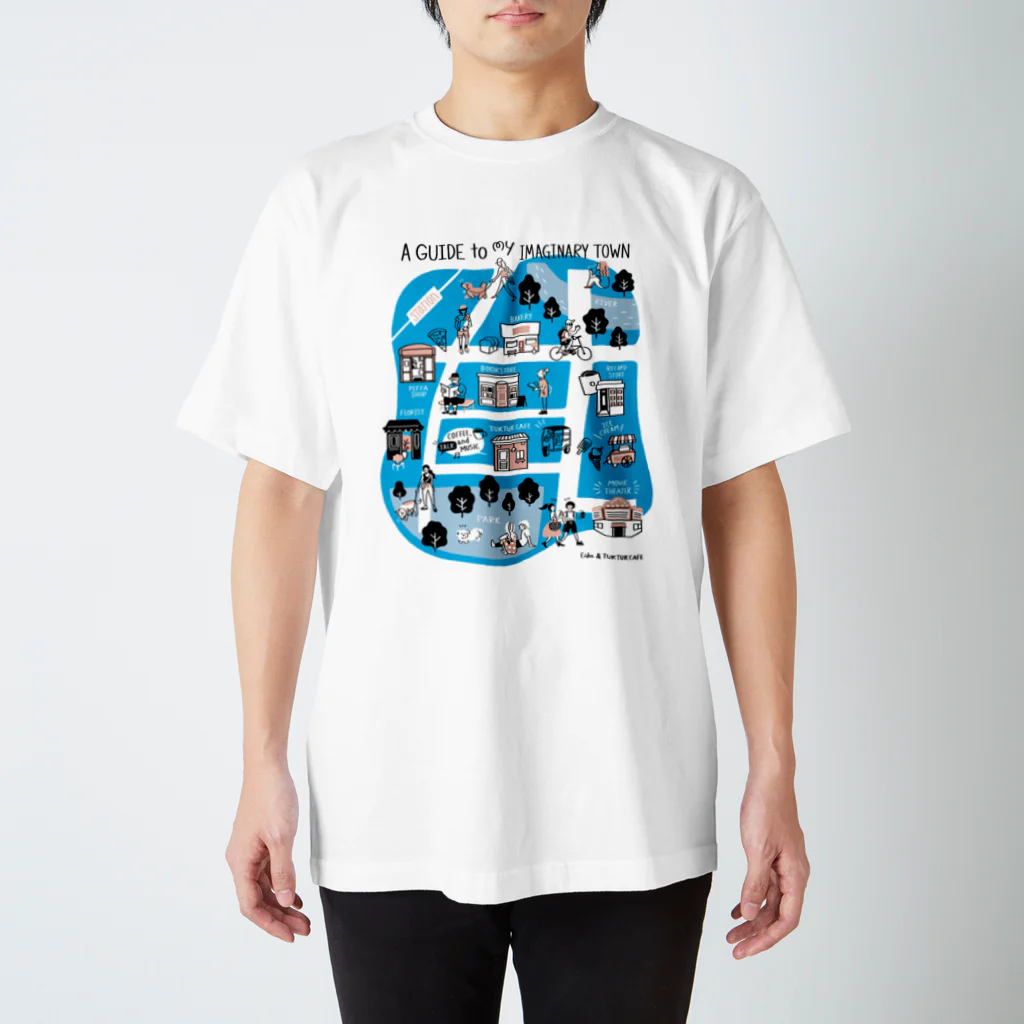 TUK TUK CAFEのTUK TUK CAFE MAP T-BLUE スタンダードTシャツ