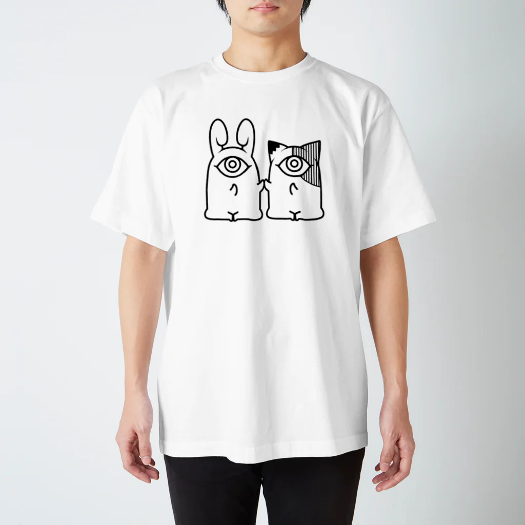 ぱーぷるぱっちの呪いたい三毛猫と兎 スタンダードTシャツ