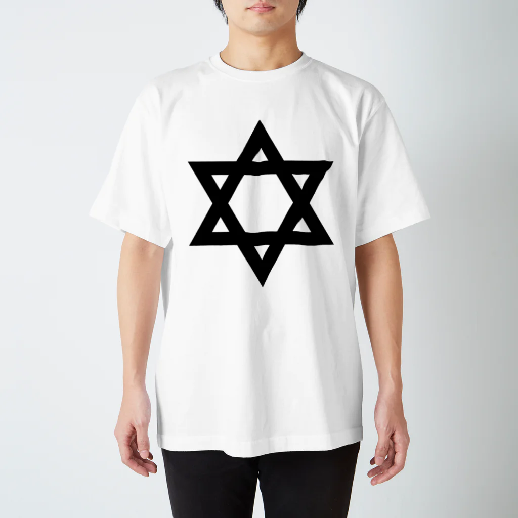 DRIPPEDのSTAR OF DAVID-ダビデの星-黒ロゴ Regular Fit T-Shirt