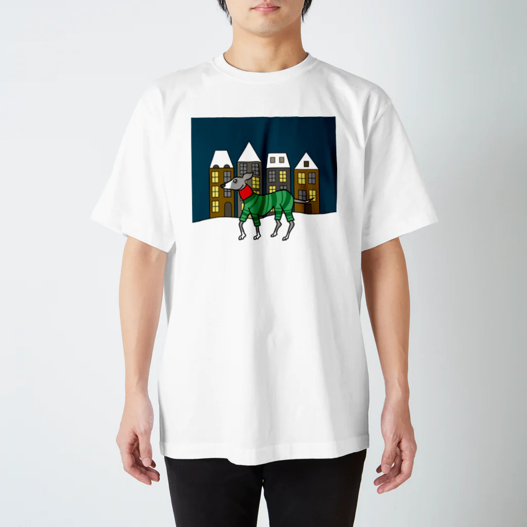 へちまめろんのクリスマスの街とイタグレ スタンダードTシャツ