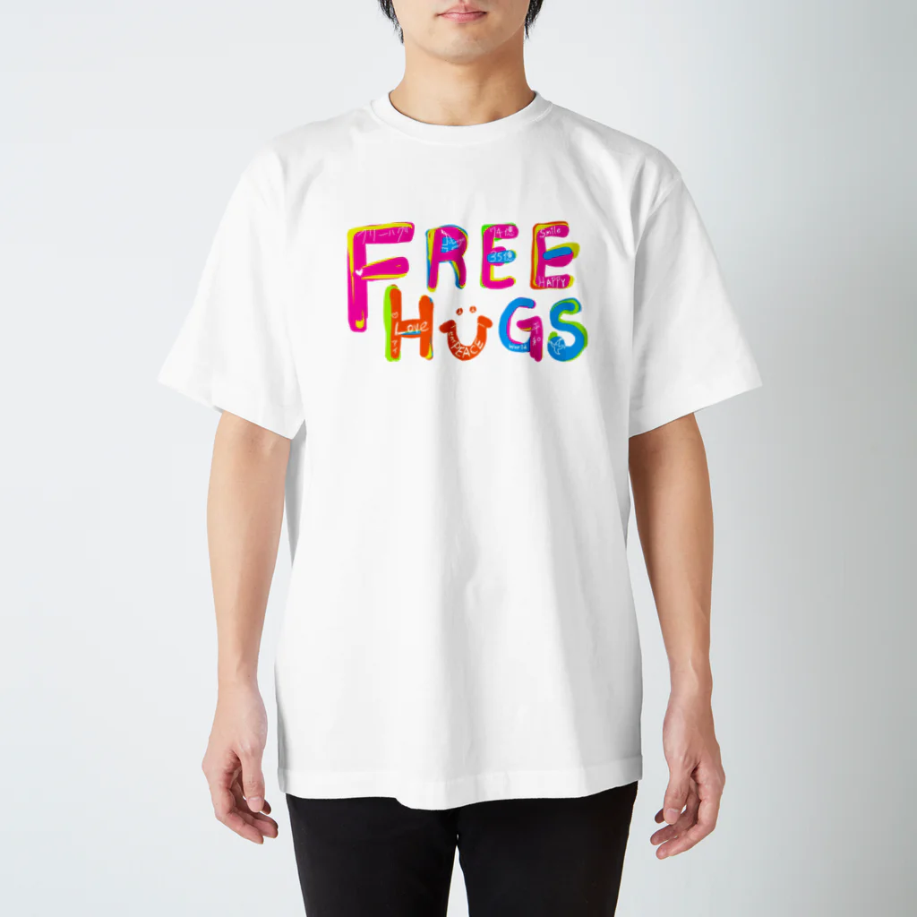 マジシャンもやしくんのショップのフリーハグ／FREE HUGS スタンダードTシャツ