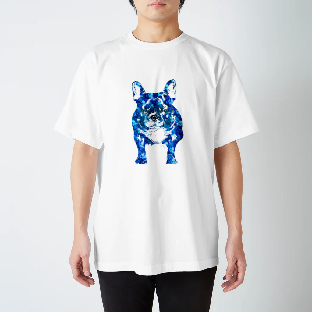 chicodeza by suzuriの青く輝くフレンチブルドッグ Regular Fit T-Shirt