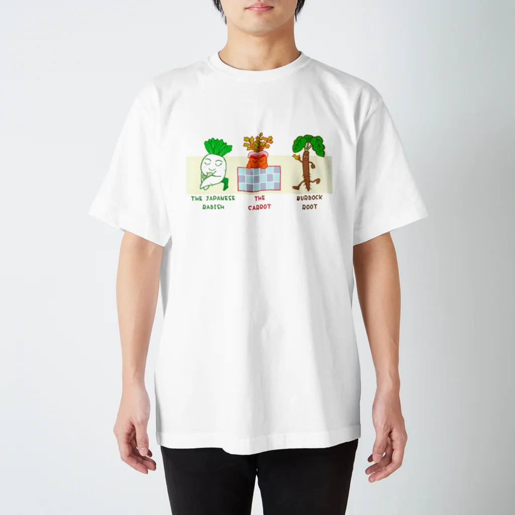 ナンカヨーカイ堂のだいこんとにんじんとごぼう スタンダードTシャツ