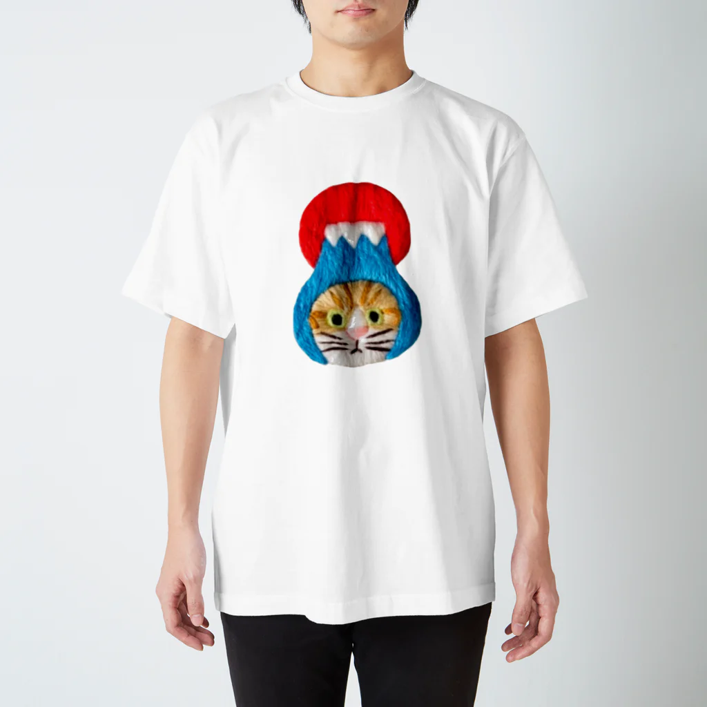 CHOPPIRIのかぶる猫[富士山(初日の出)ver.](茶白猫) スタンダードTシャツ