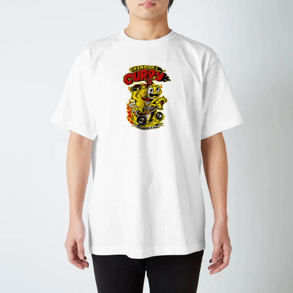 チャンピオンカレー＠SUZURI店のChampion's Curry×KENTOO "HOT ROD" Regular Fit T-Shirt