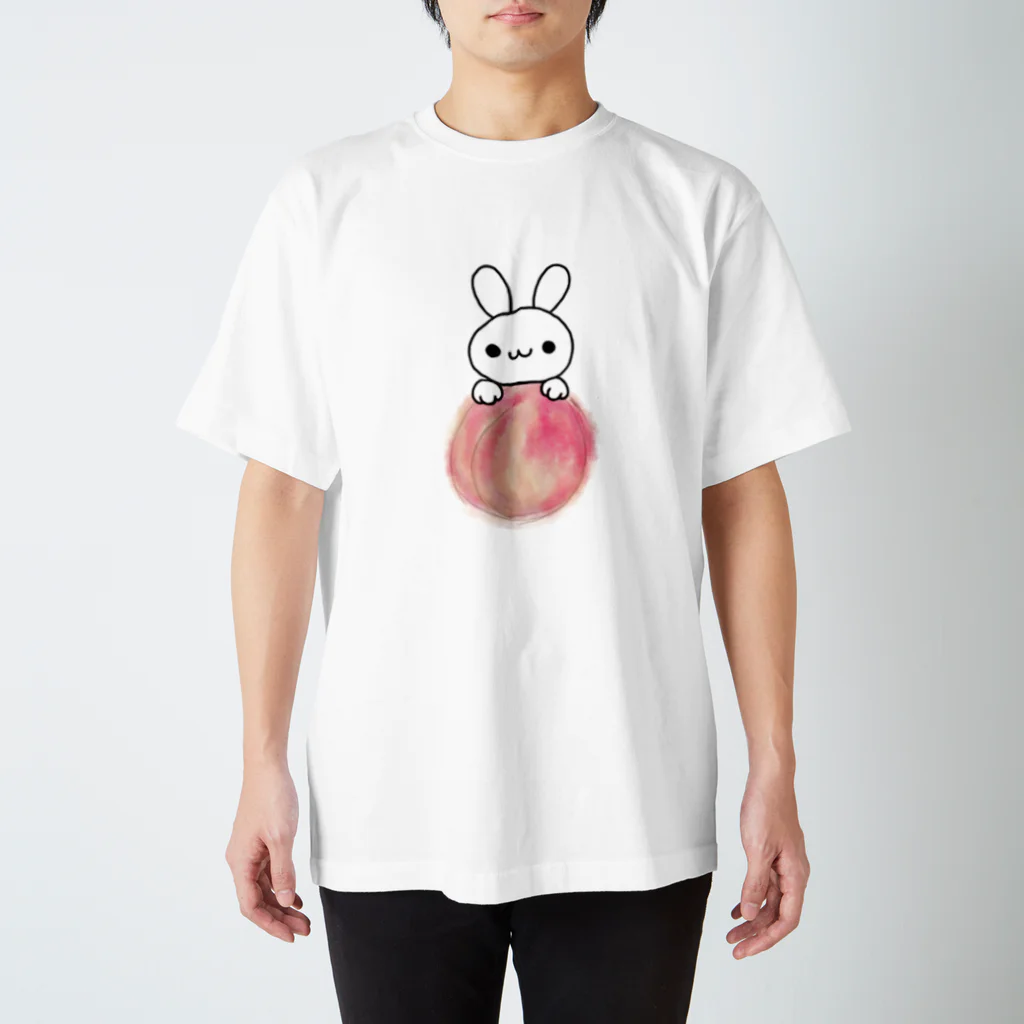 yuzukira3の桃×うさぎ スタンダードTシャツ