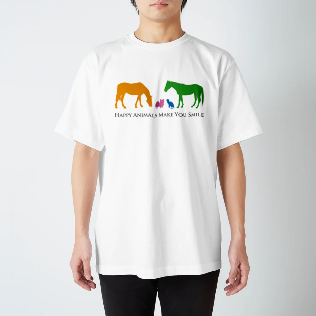 SHOP HAPPY HORSES（馬グッズ）のHappy Animals（文字入り） スタンダードTシャツ