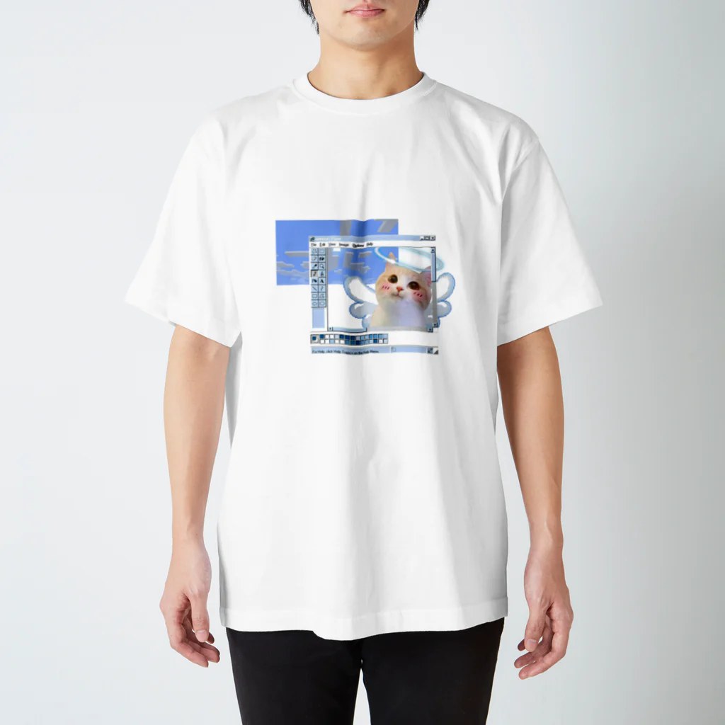 睡眠睡魔の猫サブカル水色 スタンダードTシャツ