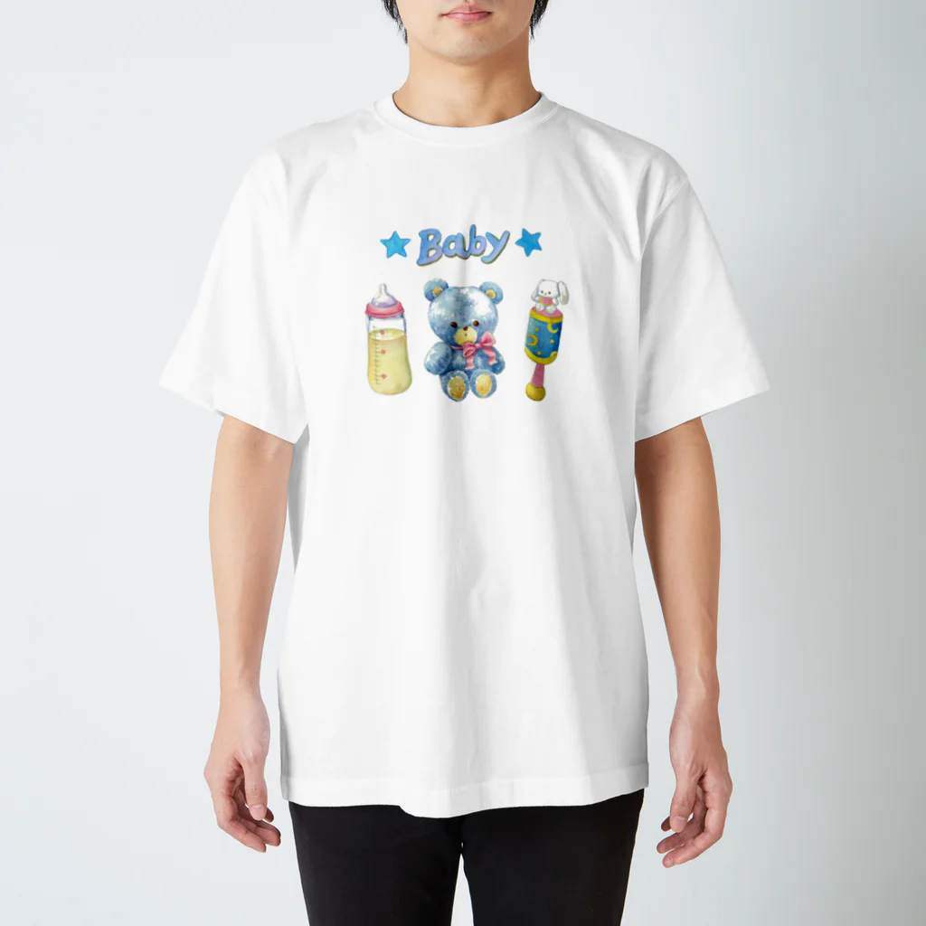 うさぎいぬのベイビーブルー Regular Fit T-Shirt