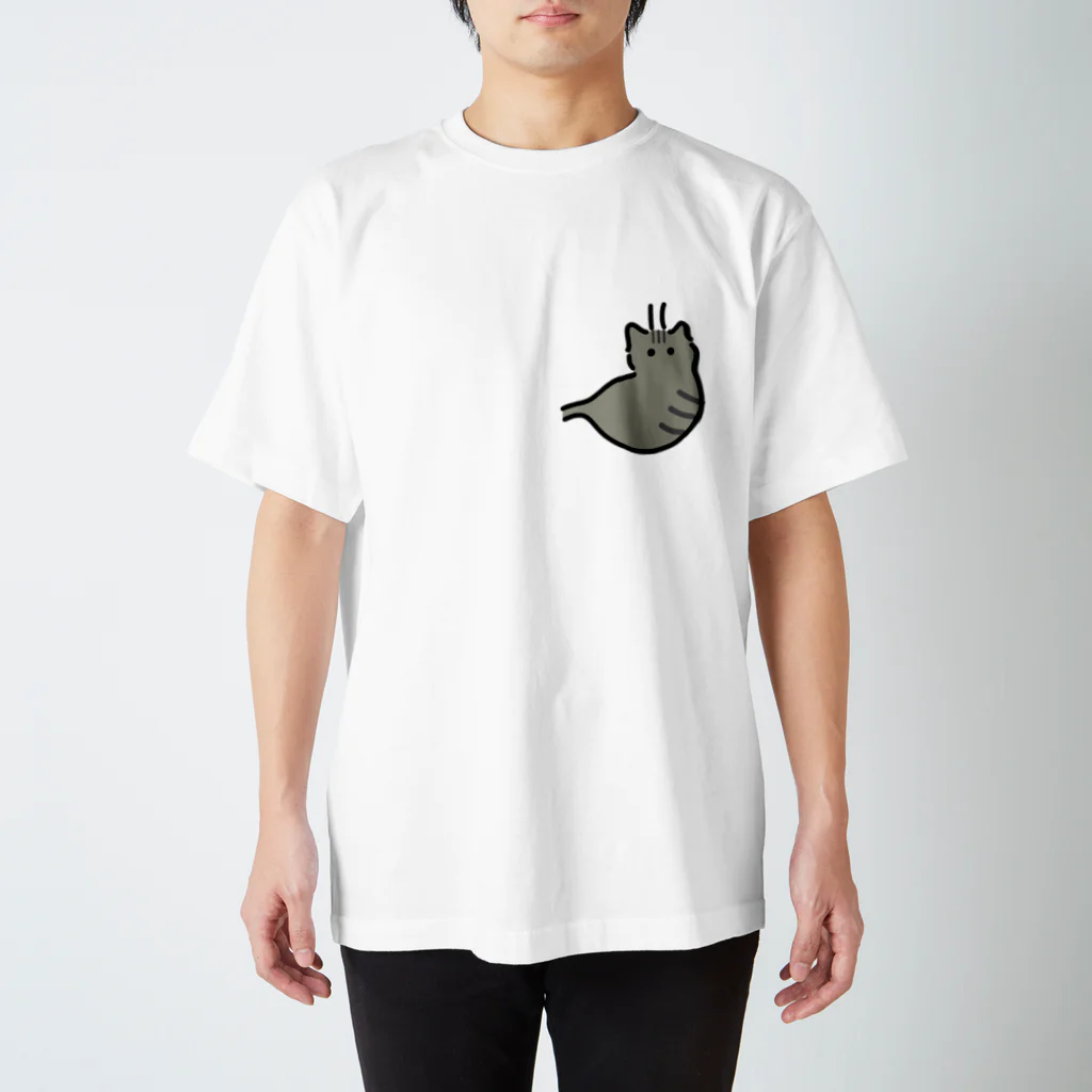 ねこやにわとりやの胃キジトラ猫 スタンダードTシャツ