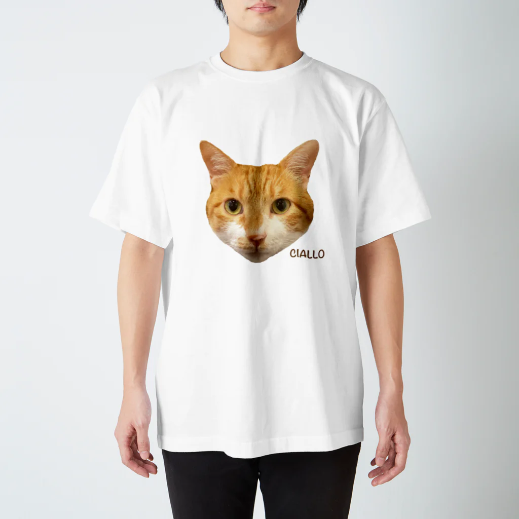 猫カフェ ぶぅたんグッズショップの絵文字チャロさん スタンダードTシャツ