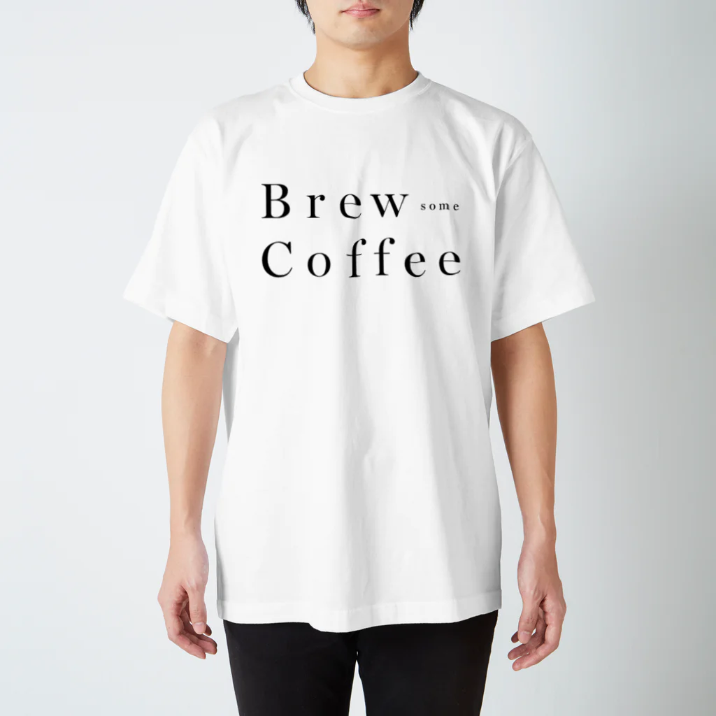珈琲・ごはん・おやつ【コジマトペ ®】岡崎市のBrew some Coffee Tシャツ(ブラック) Regular Fit T-Shirt