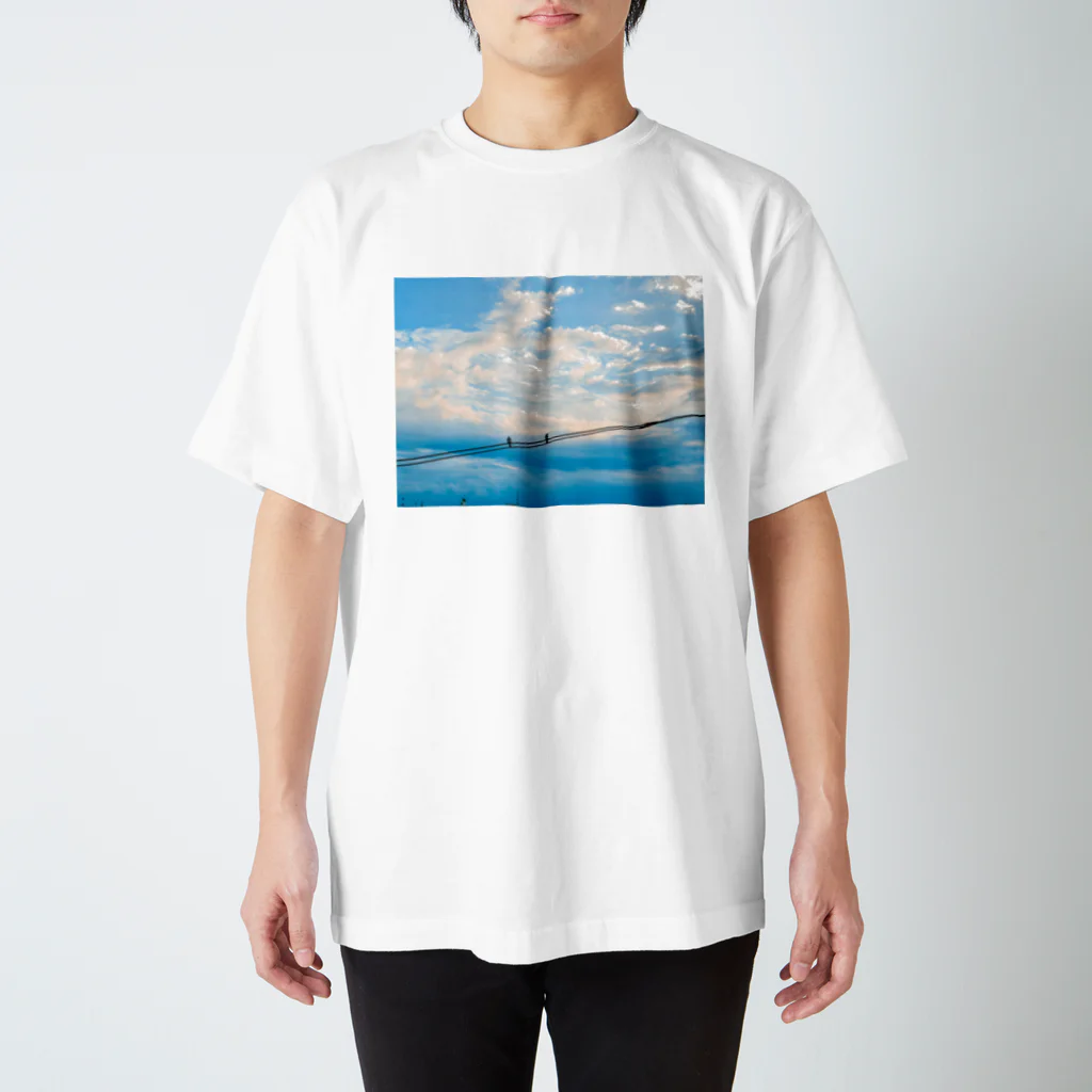 shirado_kazukiの2羽の鳥と電線 Regular Fit T-Shirt