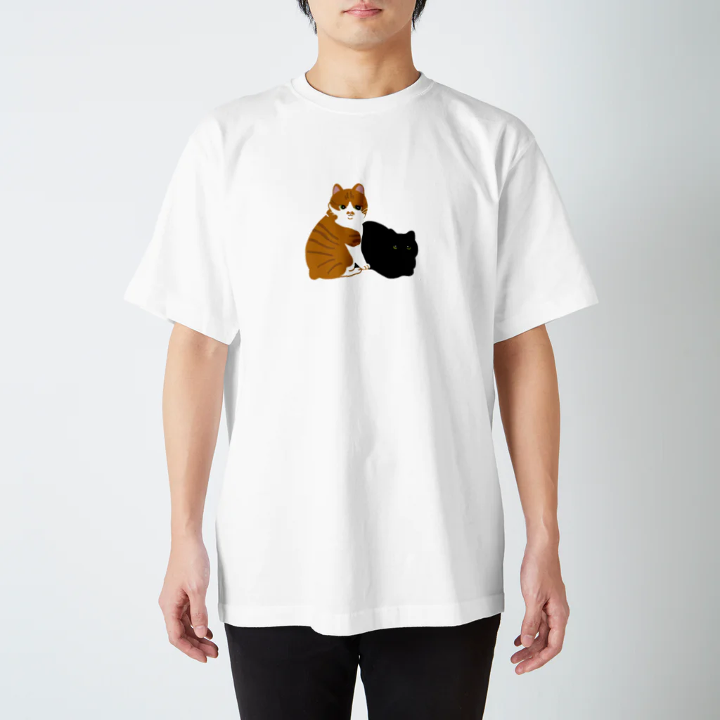 猫ねこママどんぐりのピタッとゆきむら＆ころ之助 スタンダードTシャツ