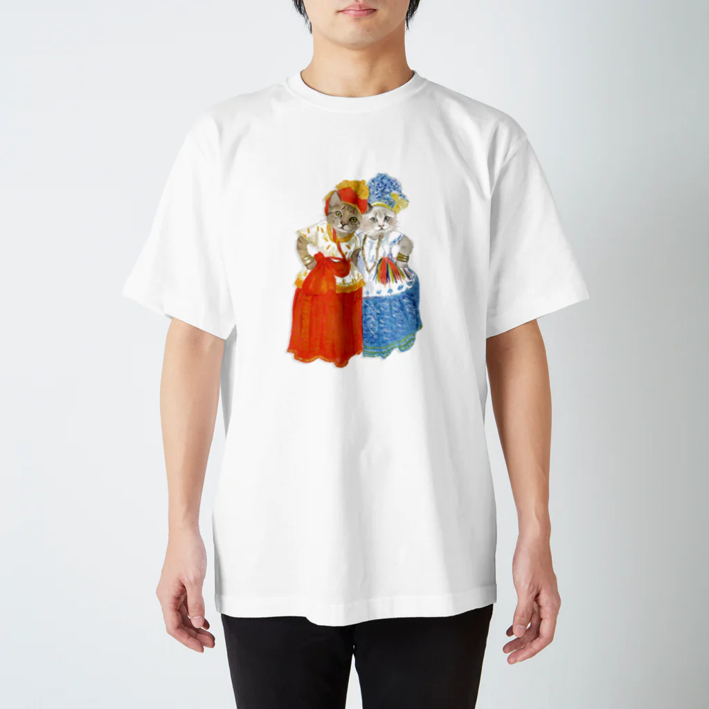  藤ねこりえ/ 𝙁𝙐𝙅𝙄𝙣𝙚𝙘𝙤𝙧𝙞𝙚の民族衣装ネコ　ブラジル スタンダードTシャツ
