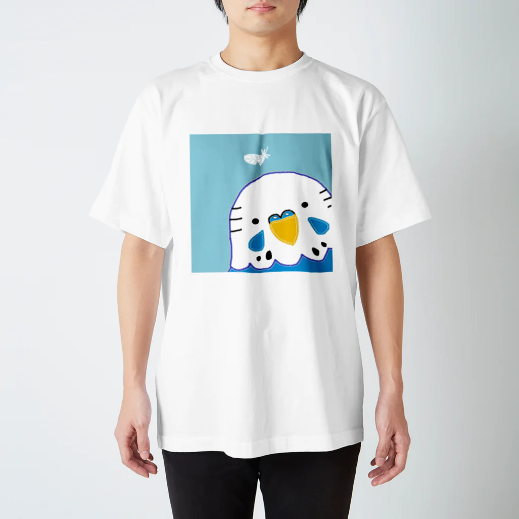 akink(ｱｷﾝｺ)のセキセイインコと羽根 スタンダードTシャツ